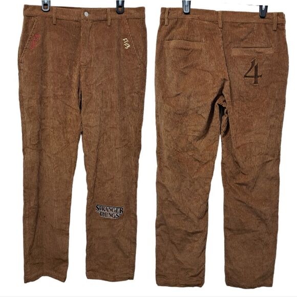 Netflix Stranger Things X Pacsun Casual Corduroy Pants Size 34 Brown NWT - Picture 4 of 15